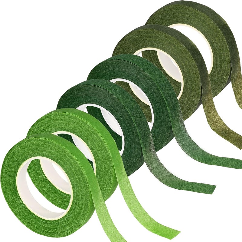 SOCNITC 6 Rolls Floral Tape, 1/2" by 180Yard Green Floral Tape for Bouquet Stem Wrap Flower Arranging Craft Projects Corsages, Wedding Bouquet - Image 1